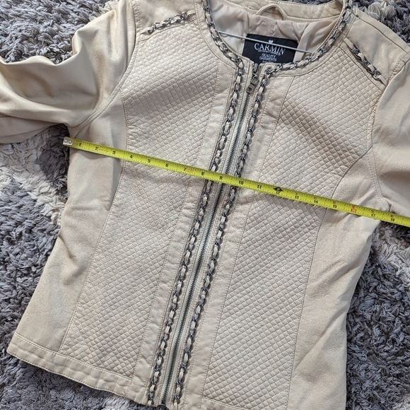 Carmin Faux Leather Jacket Chain Detailing Size L - Picture 4 of 5